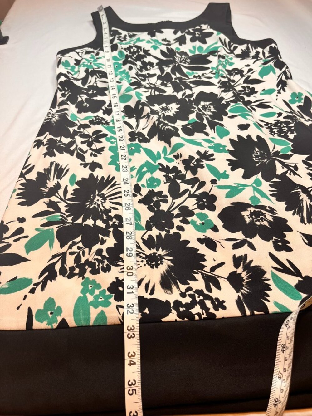 Jessica Howard Floral Sheath Dress 16 Black White Teal Colorblock Sleeveless - Picture 5 of 9